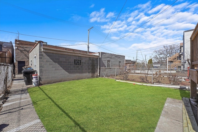 view of yard with a fenced backyard