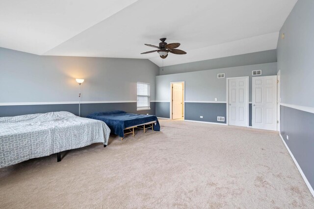 2668 Bull Run Dr, Aurora, IL 60503 - carpeted bedroom featuring baseboards, visible vents, and lofted ceiling