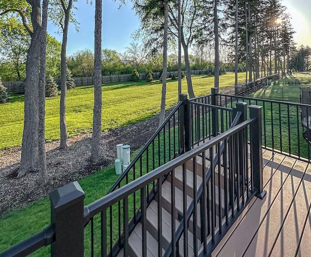 exterior space with a yard and a fenced backyard