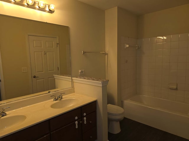 2401 Echelon Cir Unit C, Matteson, IL 60443 - full bathroom featuring double vanity, wood finished floors, and shower / washtub combination