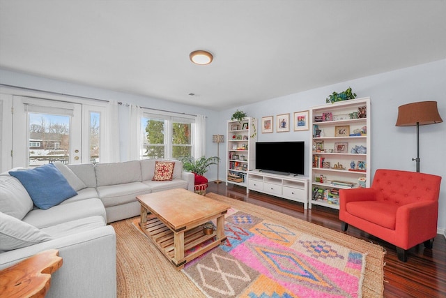 living area with wood finished floors