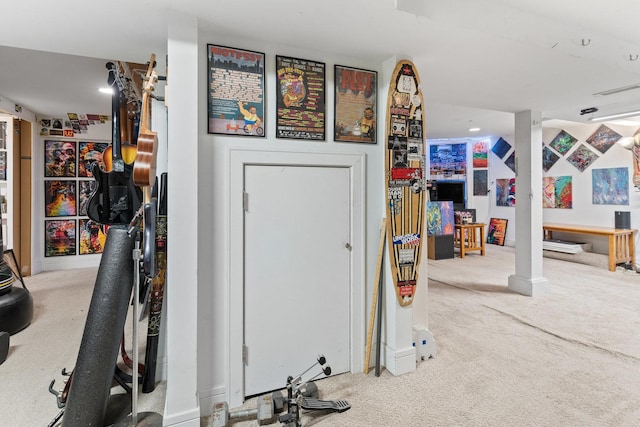 interior space featuring carpet flooring