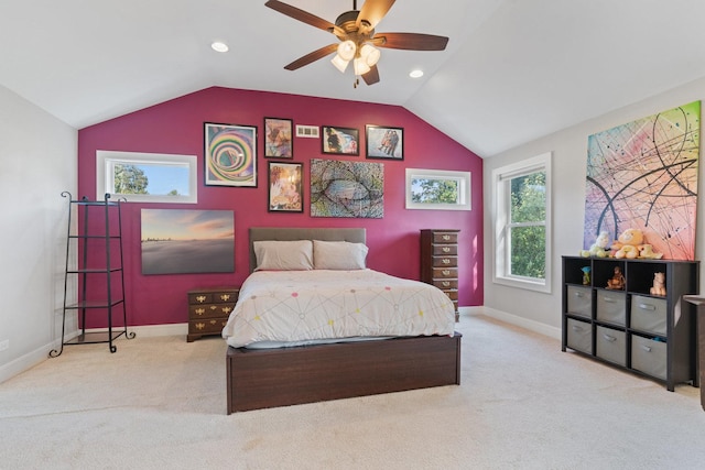 571 Winthrop Ave, Glendale Heights, IL 60139 - carpeted bedroom featuring multiple windows, vaulted ceiling, and baseboards