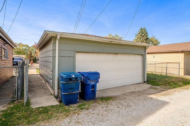 detached garage with fence