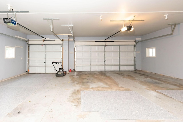 garage with a garage door opener