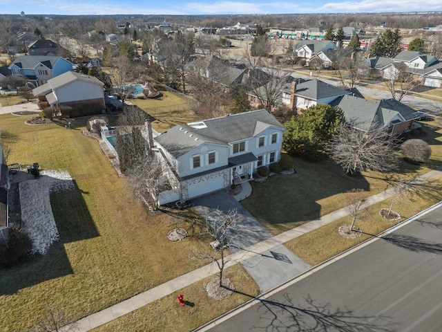 bird's eye view with a residential view