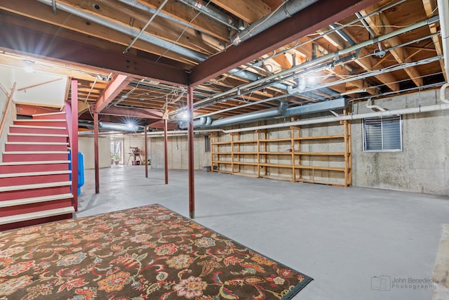 view of unfinished basement