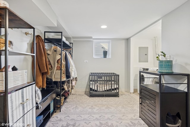 spacious closet with electric panel