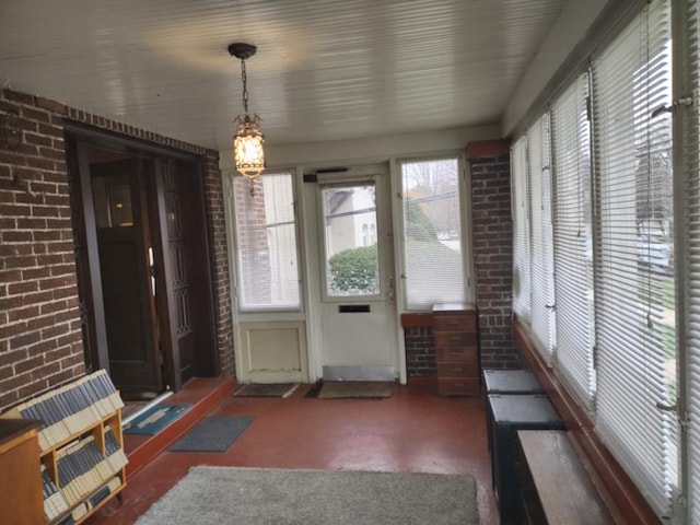 view of unfurnished sunroom