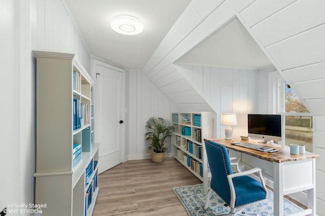 office space featuring light wood finished floors