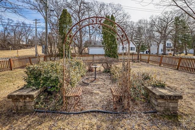 view of yard with a fenced backyard