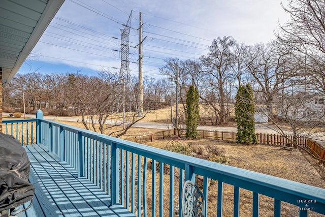 deck featuring a fenced backyard