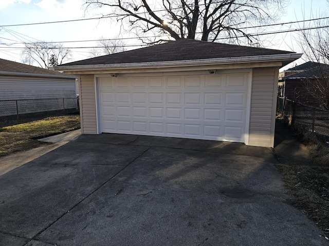 detached garage with fence