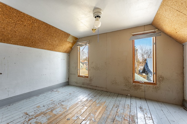 additional living space featuring lofted ceiling and wood-type flooring