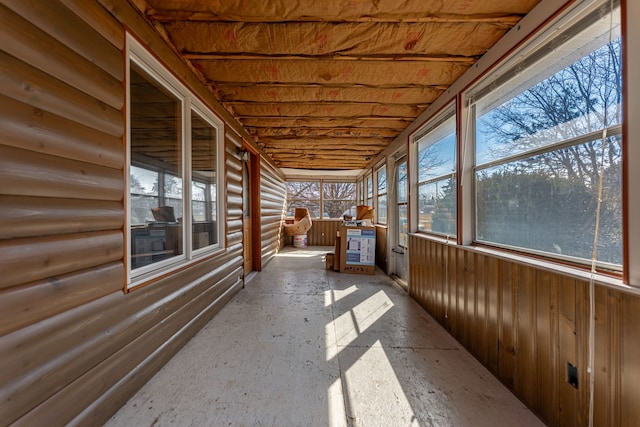 view of unfurnished sunroom