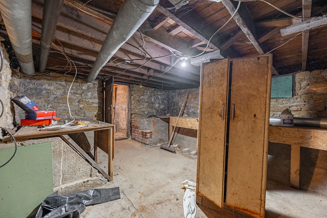 view of unfinished basement