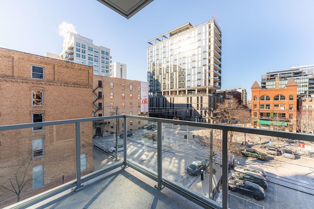 balcony with a view of city