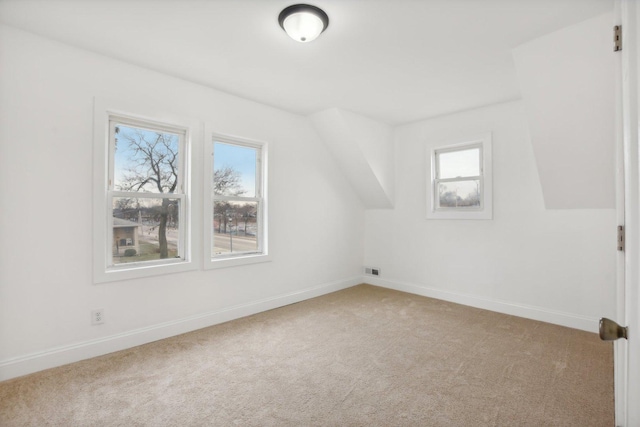 bonus room with baseboards, carpet, and a healthy amount of sunlight