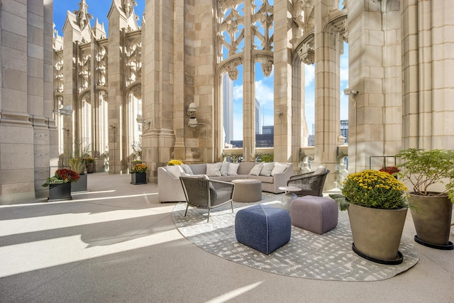 community lobby featuring a view of city