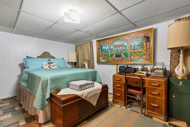 bedroom with a drop ceiling