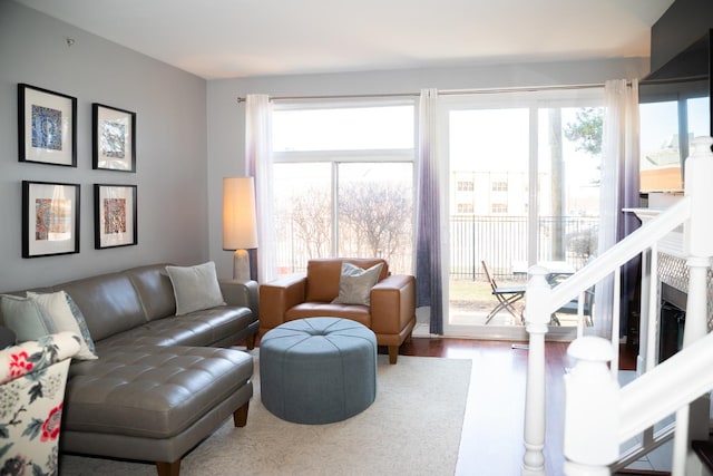 living area featuring wood finished floors