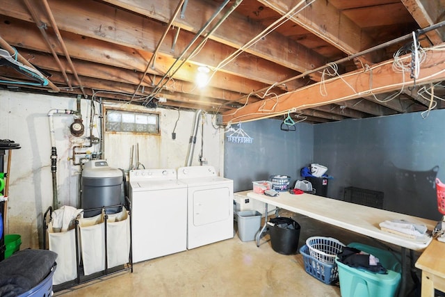 basement with independent washer and dryer