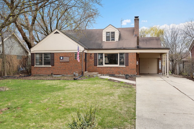 4708 Lawn Ave, Western Springs, IL 60558 - new england style home featuring brick siding, a front lawn, driveway, and a chimney