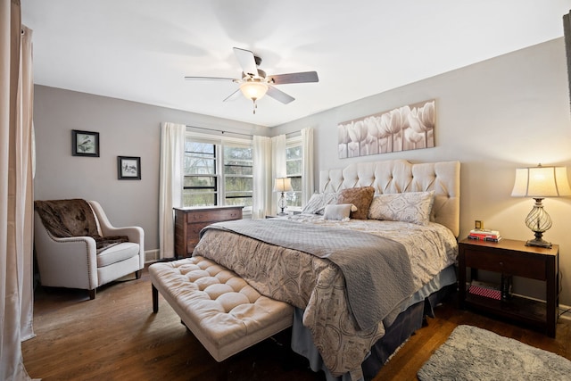4708 Lawn Ave, Western Springs, IL 60558 - bedroom featuring ceiling fan, baseboards, and wood finished floors