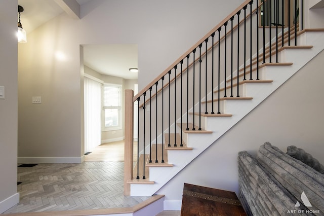 staircase with baseboards