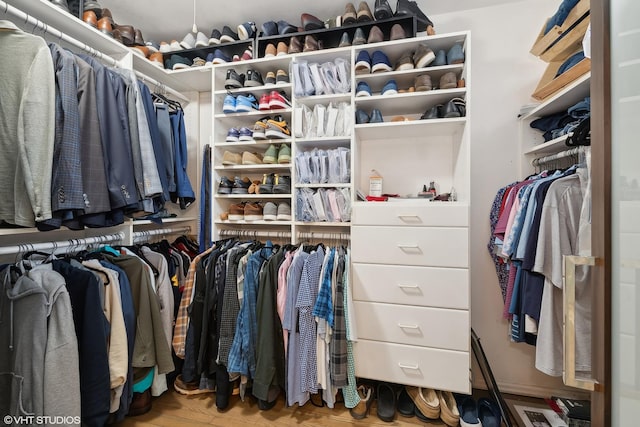 spacious closet with wood finished floors