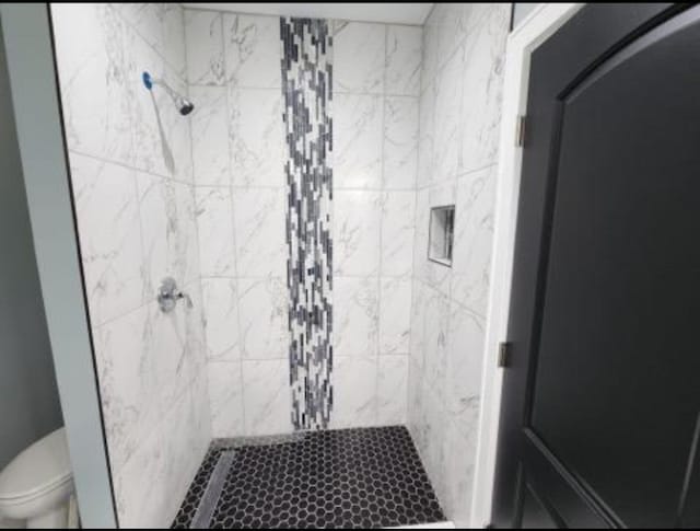 full bath featuring a shower stall and toilet