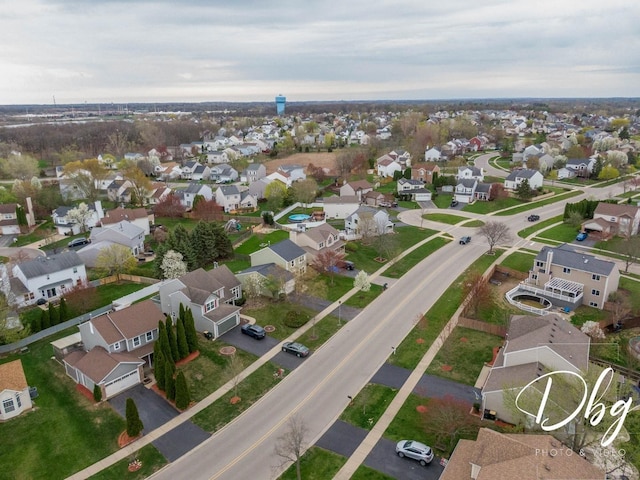 aerial view with a residential view