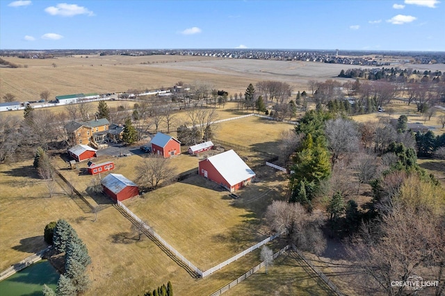 aerial view with a rural view