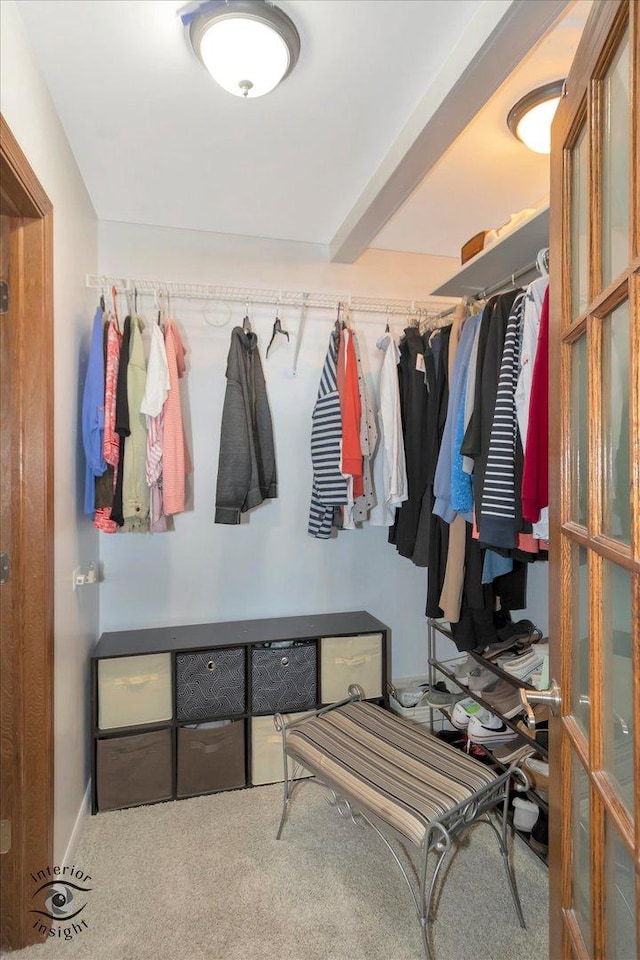 mudroom featuring baseboards and carpet floors