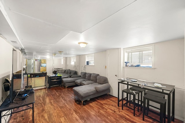 living room with wood finished floors