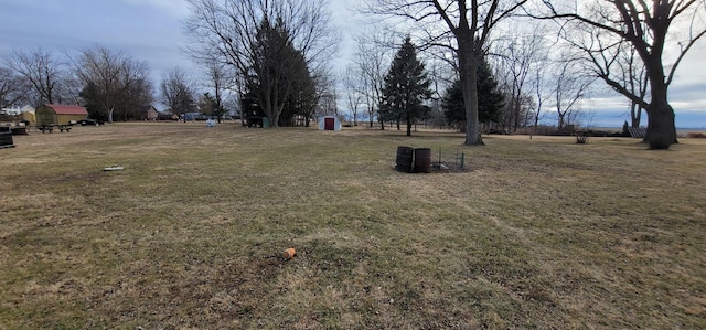 view of yard with an outdoor structure