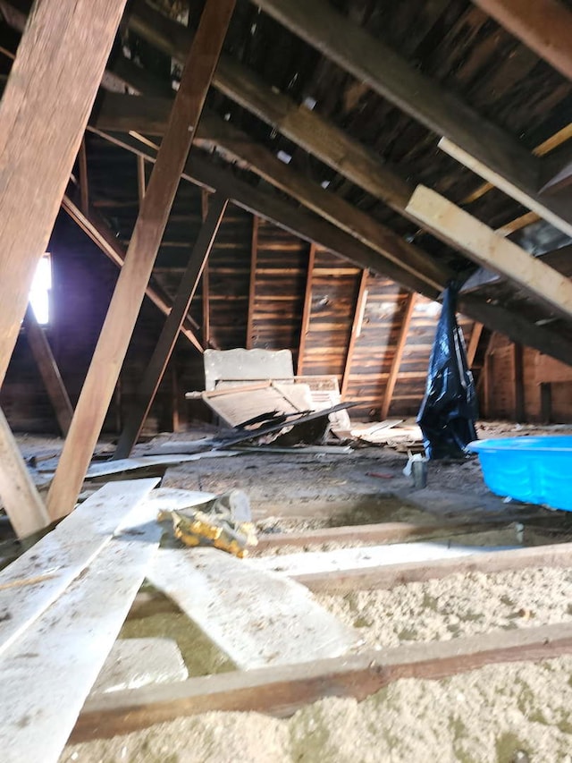 view of unfinished attic