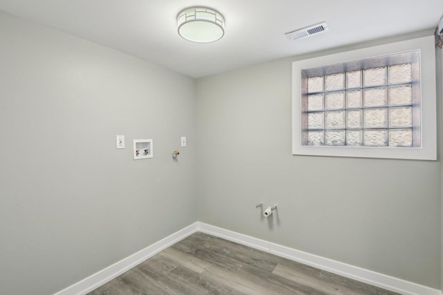 laundry area with washer hookup, laundry area, visible vents, and hookup for a gas dryer