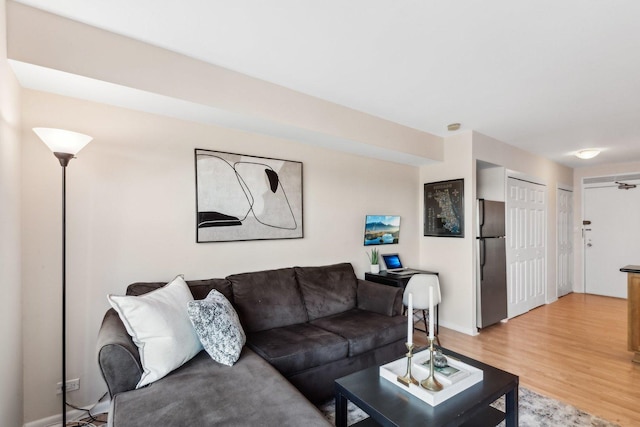 living room with light wood-type flooring