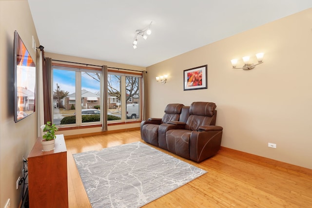 living room with wood finished floors