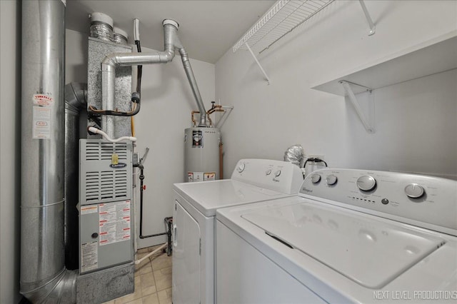109 Oxford Ct Unit 0, Oswego, IL 60543 - laundry area with washer and clothes dryer, water heater, and heating unit