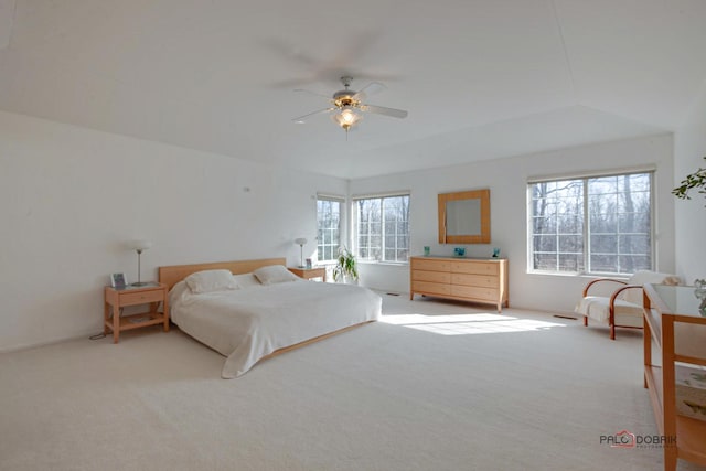 bedroom with carpet floors and ceiling fan