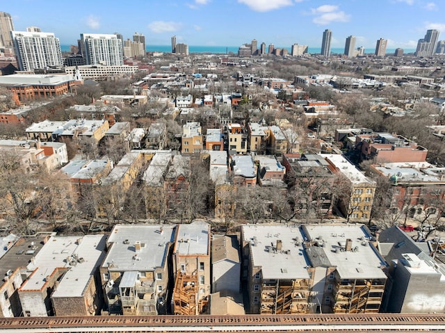 aerial view with a city view