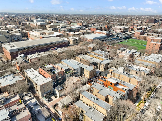 birds eye view of property featuring a city view