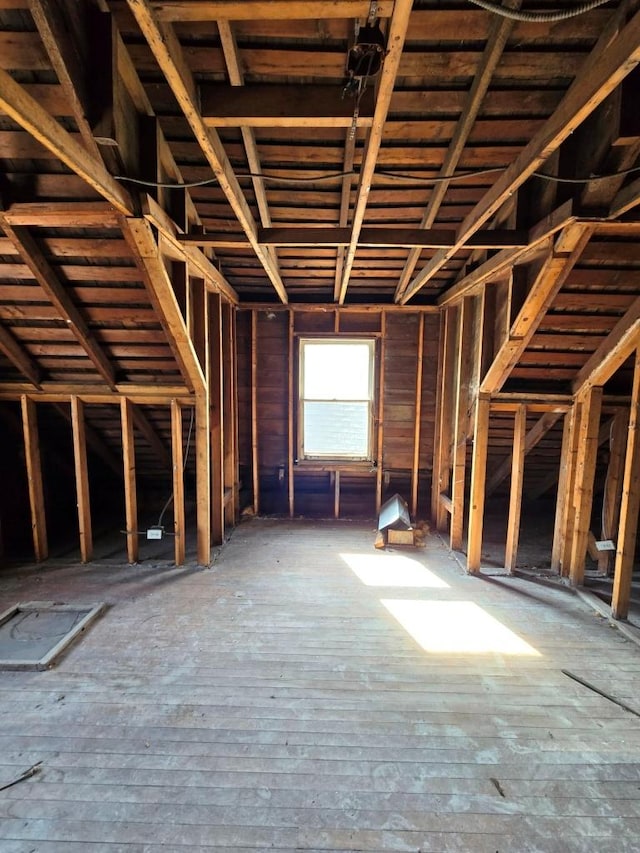 view of unfinished attic