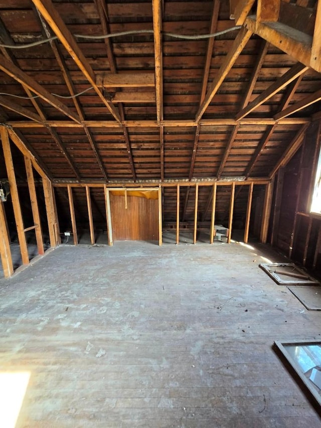 view of unfinished attic