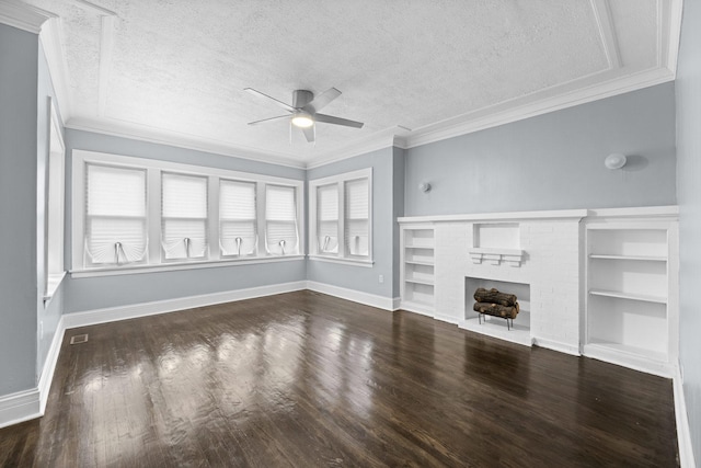 8025 S Evans Ave, Chicago, IL 60619 - unfurnished living room featuring a ceiling fan, visible vents, wood finished floors, a fireplace, and a textured ceiling
