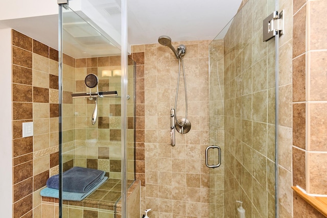 bathroom with a stall shower