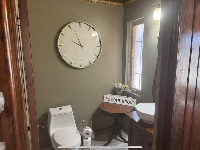 bathroom with toilet and vanity