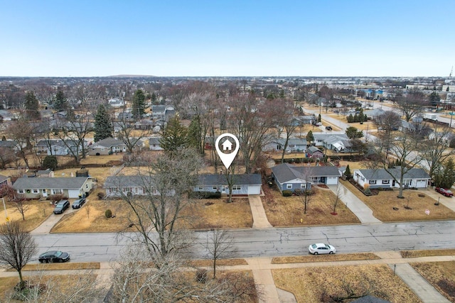 drone / aerial view with a residential view